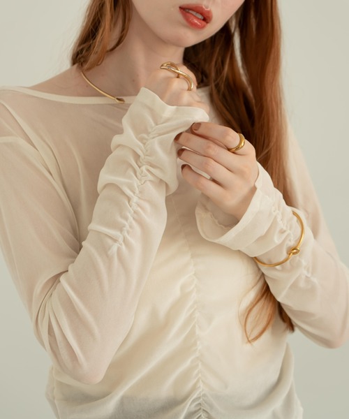 hinari（ヒナリ）の「シアーフロッキーギャザートップス（その他トップス・レディース・ライトブルー/ブラック/アイボリー/ピンク・FREE）」の9枚目の写真