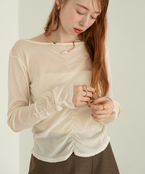 hinari（ヒナリ）の「シアーフロッキーギャザートップス（その他トップス・レディース・ライトブルー/ブラック/アイボリー/ピンク・FREE）」の11枚目の写真