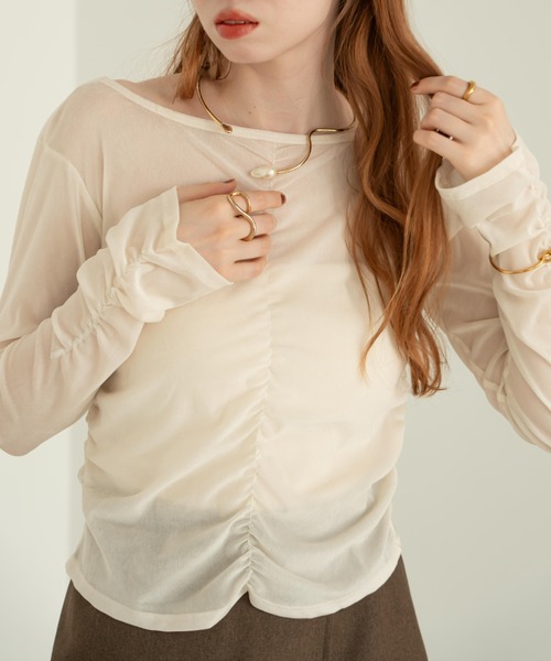 hinari（ヒナリ）の「シアーフロッキーギャザートップス（その他トップス・レディース・ライトブルー/ブラック/アイボリー/ピンク・FREE）」の17枚目の写真