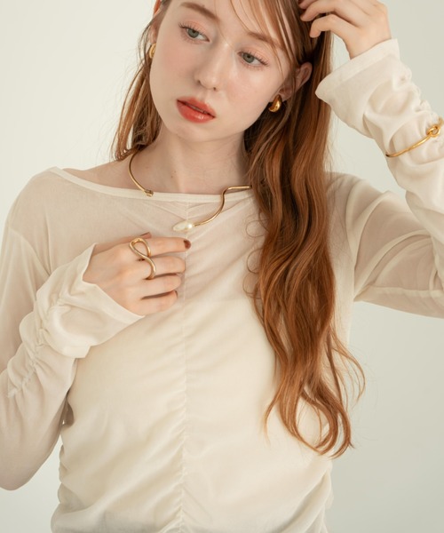 hinari（ヒナリ）の「シアーフロッキーギャザートップス（その他トップス・レディース・ライトブルー/ブラック/アイボリー/ピンク・FREE）」の13枚目の写真