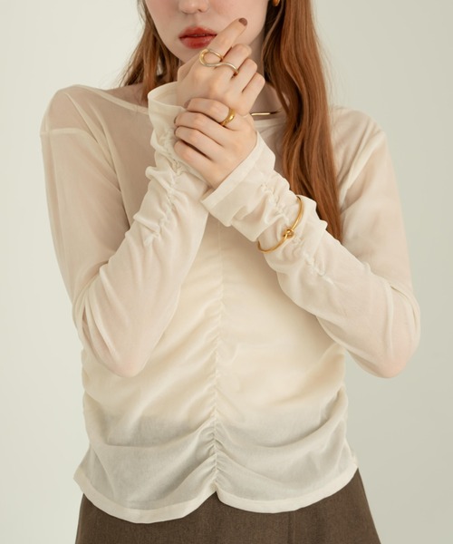 hinari（ヒナリ）の「シアーフロッキーギャザートップス（その他トップス・レディース・ライトブルー/ブラック/アイボリー/ピンク・FREE）」の19枚目の写真