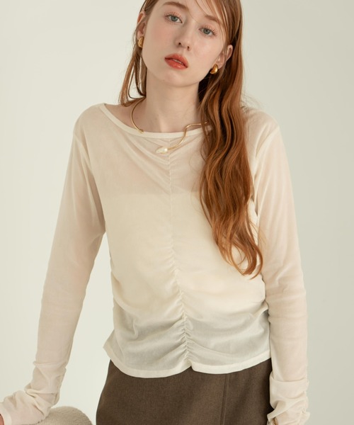 hinari（ヒナリ）の「シアーフロッキーギャザートップス（その他トップス・レディース・ライトブルー/ブラック/アイボリー/ピンク・FREE）」の18枚目の写真