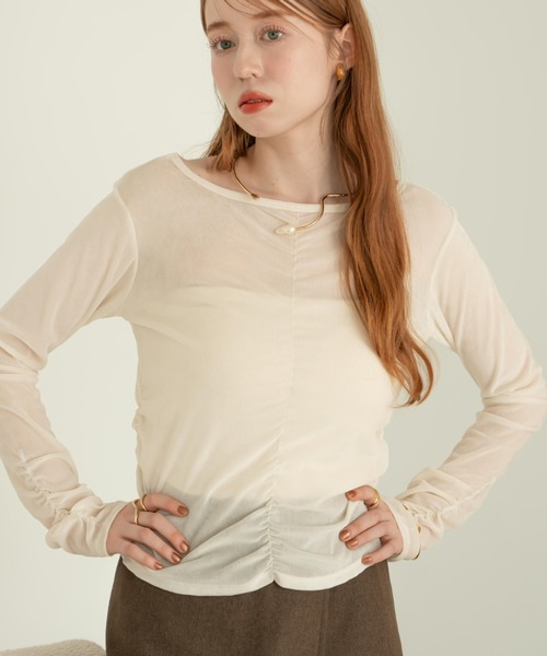 hinari（ヒナリ）の「シアーフロッキーギャザートップス（その他トップス・レディース・ライトブルー/ブラック/アイボリー/ピンク・FREE）」の12枚目の写真