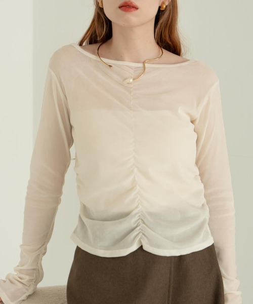 hinari（ヒナリ）の「シアーフロッキーギャザートップス（その他トップス・レディース・ライトブルー/ブラック/アイボリー/ピンク・FREE）」の14枚目の写真