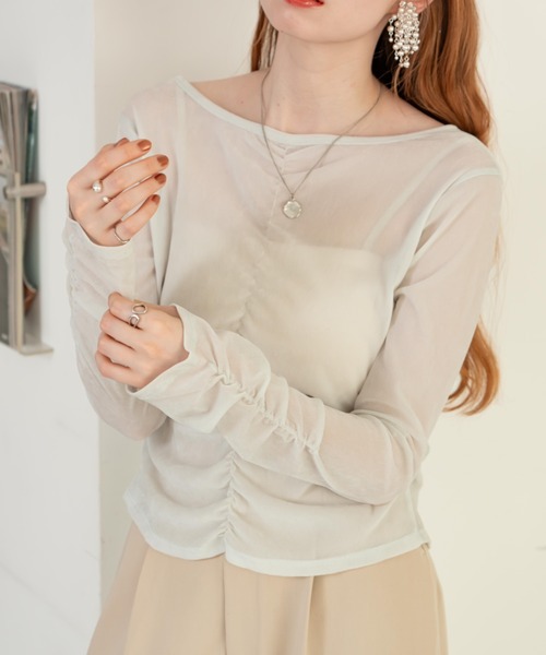 hinari（ヒナリ）の「シアーフロッキーギャザートップス（その他トップス・レディース・ライトブルー/ブラック/アイボリー/ピンク・FREE）」の22枚目の写真