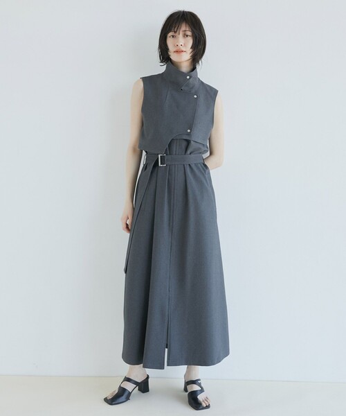 UNITED TOKYO(ユナイテッドトウキョウ)の「【残りわずか!】3WAYイレギュラーベストSETワンピース|細見え/ウォッシャブル/秋服(ワンピース・レディース・ブラック/ダークグレー/ベージュ・1/2)」の14枚目の写真