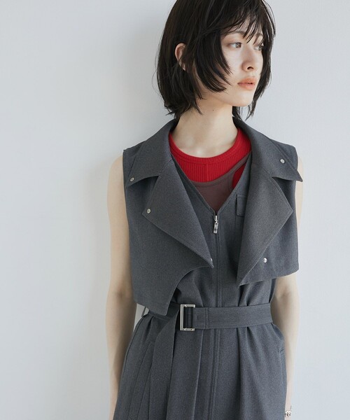 UNITED TOKYO(ユナイテッドトウキョウ)の「【残りわずか!】3WAYイレギュラーベストSETワンピース|細見え/ウォッシャブル/秋服(ワンピース・レディース・ブラック/ダークグレー/ベージュ・1/2)」の11枚目の写真