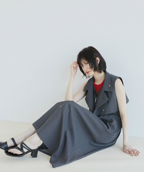 UNITED TOKYO(ユナイテッドトウキョウ)の「【残りわずか!】3WAYイレギュラーベストSETワンピース|細見え/ウォッシャブル/秋服(ワンピース・レディース・ブラック/ダークグレー/ベージュ・1/2)」の17枚目の写真