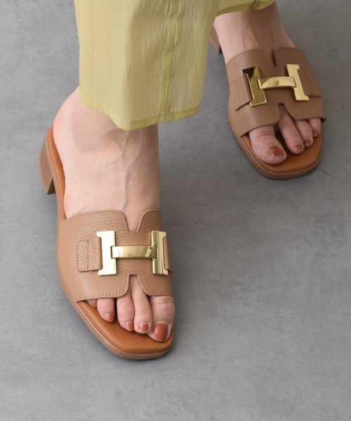 店内商品がすべてレジにて半額！！ セール】【Oh my Sandals】メタルオーナメントミュールサンダル 靴