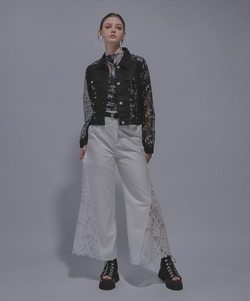 HARE(ハレ)の「サイドレースキリカエワイドパンツ(HARE)(その他パンツ・レディース・ブラック/ホワイト/パープル・FREE)」の7枚目の写真