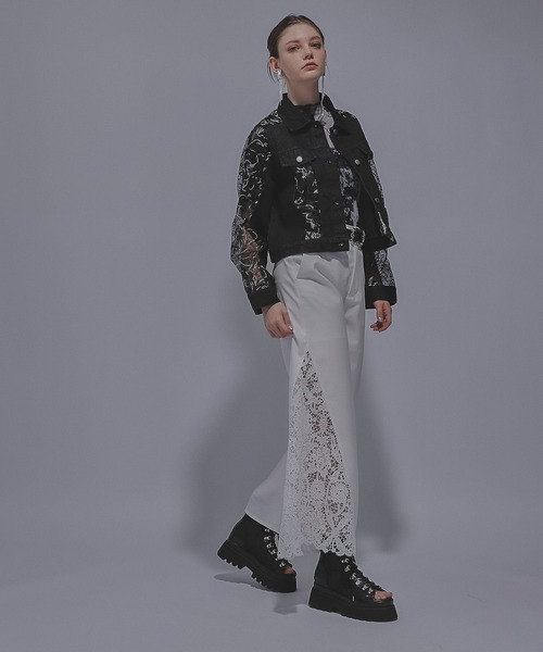 HARE(ハレ)の「サイドレースキリカエワイドパンツ(HARE)(その他パンツ・レディース・ブラック/ホワイト/パープル・FREE)」の6枚目の写真