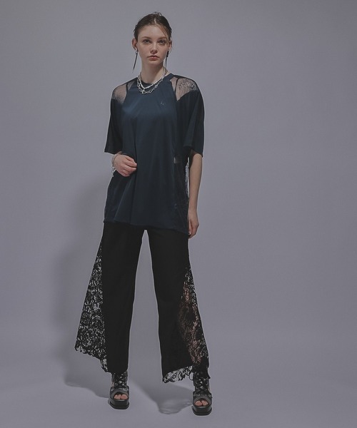 HARE(ハレ)の「サイドレースキリカエワイドパンツ(HARE)(その他パンツ・レディース・ブラック/ホワイト/パープル・FREE)」の5枚目の写真