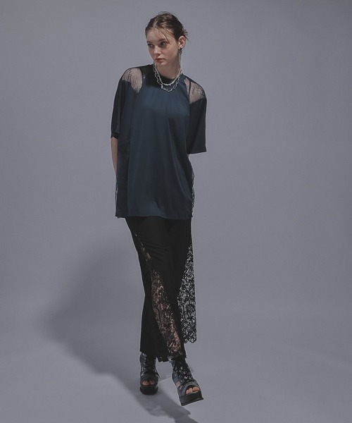 HARE(ハレ)の「サイドレースキリカエワイドパンツ(HARE)(その他パンツ・レディース・ブラック/ホワイト/パープル・FREE)」の4枚目の写真