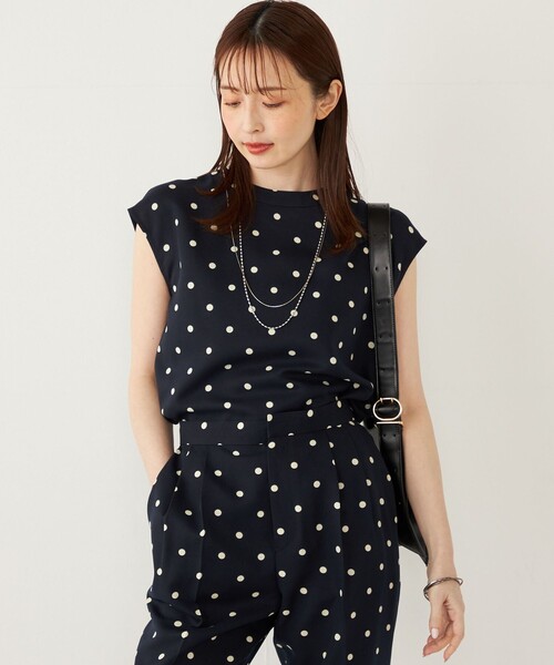 SHIPS - ドットフレンチスリーブブラウス　新品 セール】SHIPS Colors:〈洗濯機可能〉オックス ドット プリント