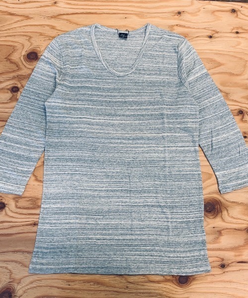 B'day(ビーデイ)の「フライス 7分袖 Uネック メランジ&ソリッドフライス(Tシャツ/カットソー・メンズ・チャコールグレー/霜降りグレー/ワイン/ホワイト/ダークブルー・LARGE/MEDIUM)」の6枚目の写真