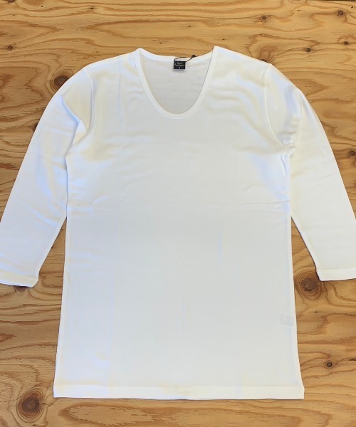 B'day(ビーデイ)の「フライス 7分袖 Uネック メランジ&ソリッドフライス(Tシャツ/カットソー・メンズ・チャコールグレー/霜降りグレー/ワイン/ホワイト/ダークブルー・LARGE/MEDIUM)」の10枚目の写真