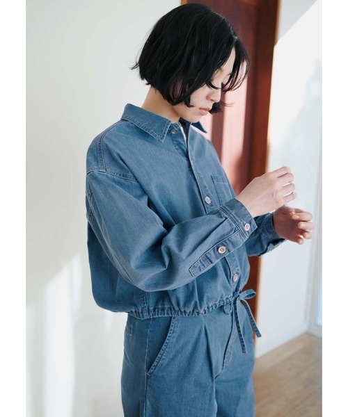 THREE FIFTY STANDARD(スリーフィフティースタンダード)の「THREE FIFTY STANDARD ライトデニムのシャツジャケット(その他アウター・レディース・ブルー・M/L/LL/3L)」の3枚目の写真