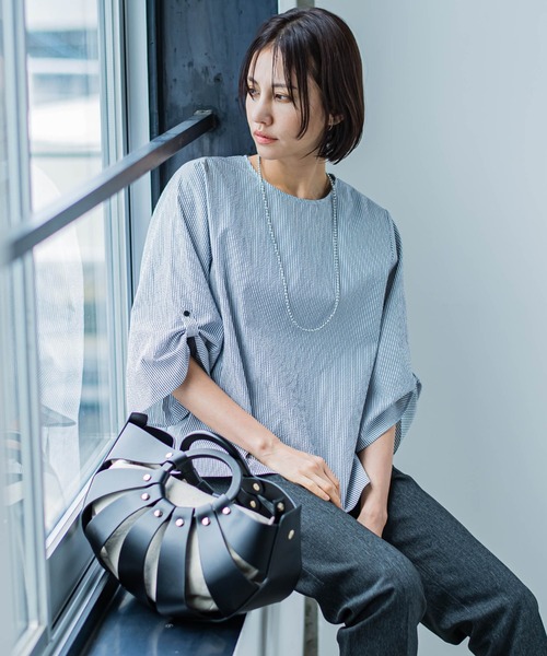 LAUTREAMONT（ロートレアモン）の「【WEB限定】クールマックスサッカーブラウス≪洗濯機で洗える≫（シャツ/ブラウス・レディース・ブルー系その他/ダークネイビー/ホワイト/グレー系その他・9号/11号）」の4枚目の写真