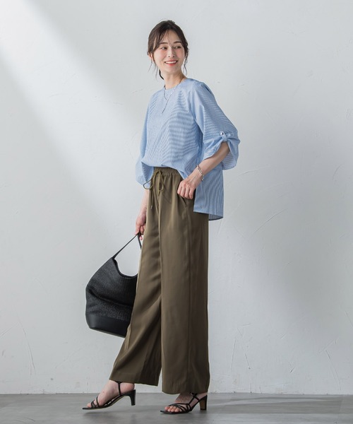 LAUTREAMONT（ロートレアモン）の「【WEB限定】クールマックスサッカーブラウス≪洗濯機で洗える≫（シャツ/ブラウス・レディース・ブルー系その他/ダークネイビー/ホワイト/グレー系その他・9号/11号）」の6枚目の写真