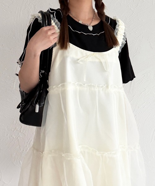 kutir（クティール）の「半袖リボンメロートップス（Tシャツ/カットソー・レディース・ネイビー/レッド/アイボリー/ブラック・FREE）」の11枚目の写真