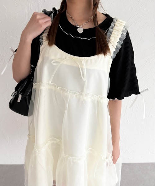 kutir（クティール）の「半袖リボンメロートップス（Tシャツ/カットソー・レディース・ネイビー/レッド/アイボリー/ブラック・FREE）」の10枚目の写真