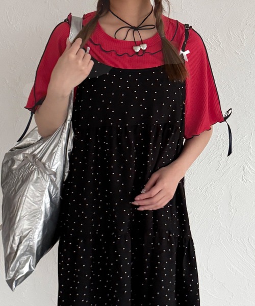 kutir（クティール）の「半袖リボンメロートップス（Tシャツ/カットソー・レディース・ネイビー/レッド/アイボリー/ブラック・FREE）」の22枚目の写真