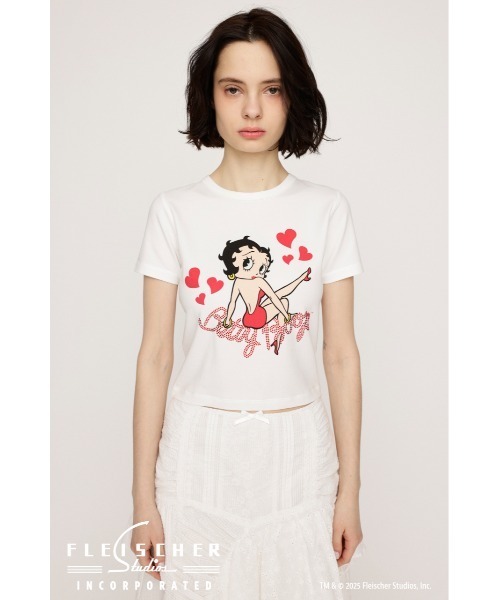 BETTY BOOP（ベティ・ブープ）の「Betty Boop x SLY COMPACT T/SH ベティブープ スライ コンパクト ティーシャツ 夏服 半袖（Tシャツ/カットソー・レディース・ブラック/ホワイト/レッド・FREE）」の6枚目の写真