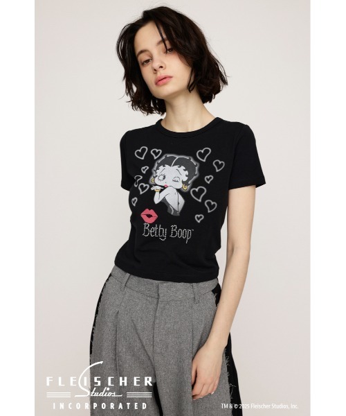 BETTY BOOP（ベティ・ブープ）の「Betty Boop x SLY COMPACT T/SH ベティブープ スライ コンパクト ティーシャツ 夏服 半袖（Tシャツ/カットソー・レディース・ブラック/ホワイト/レッド・FREE）」の9枚目の写真