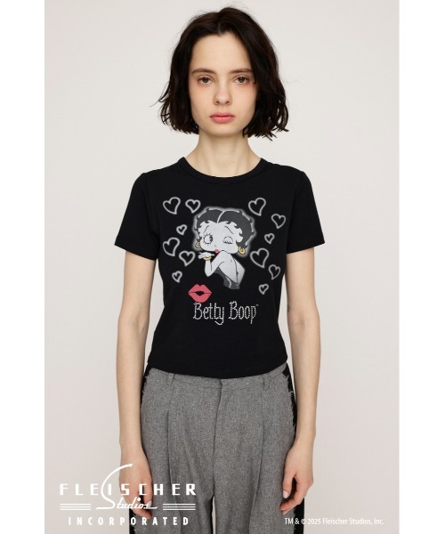 BETTY BOOP（ベティ・ブープ）の「Betty Boop x SLY COMPACT T/SH ベティブープ スライ コンパクト ティーシャツ 夏服 半袖（Tシャツ/カットソー・レディース・ブラック/ホワイト/レッド・FREE）」の11枚目の写真