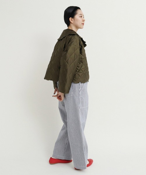 Dot＆Stripes CHILD WOMAN（ドットアンドストライプス　チャイルドウーマン）の「サテンキルトカットワーク はおりジャケット（テーラードジャケット・レディース・アイボリー/カーキ・FREE）」の22枚目の写真