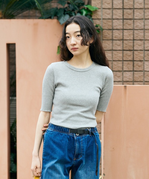 Adriana Kay（アドリアナケイ）の「Adriana Kay/アドリアナケイ 変形リブ 5分袖プルオーバー（Tシャツ/カットソー・レディース・ブラック・FREE）」の8枚目の写真