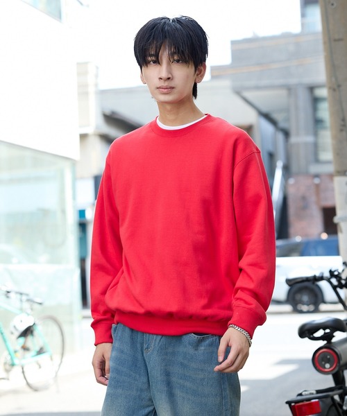 CROSS & STITCH（クロスステッチ）の「CROSS&STITCH/クロスアンドステッチ 10oz 裏毛 スウェット カジュアルトレーナー クルーネック 無地 ユニセックス（スウェット・メンズ・ネイビー/ホワイト/アッシュ/オリーブ/ライトブルー/ブラック/レッド・S/XL/L/M）」の7枚目の写真