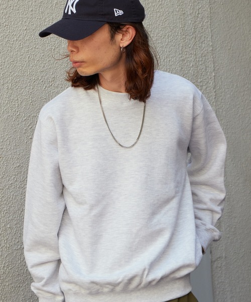 CROSS & STITCH（クロスステッチ）の「CROSS&STITCH/クロスアンドステッチ 10oz 裏毛 スウェット カジュアルトレーナー クルーネック 無地 ユニセックス（スウェット・メンズ・ネイビー/ホワイト/アッシュ/オリーブ/ライトブルー/ブラック/レッド・S/XL/L/M）」の3枚目の写真