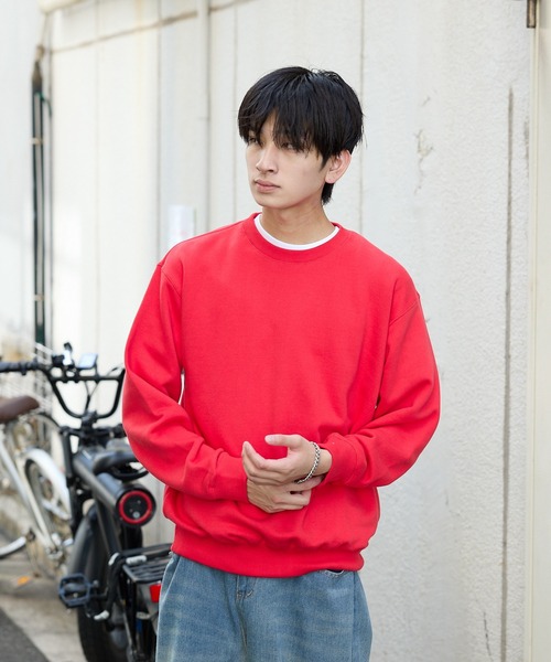 CROSS & STITCH（クロスステッチ）の「CROSS&STITCH/クロスアンドステッチ 10oz 裏毛 スウェット カジュアルトレーナー クルーネック 無地 ユニセックス（スウェット・メンズ・ネイビー/ホワイト/アッシュ/オリーブ/ライトブルー/ブラック/レッド・S/XL/L/M）」の17枚目の写真