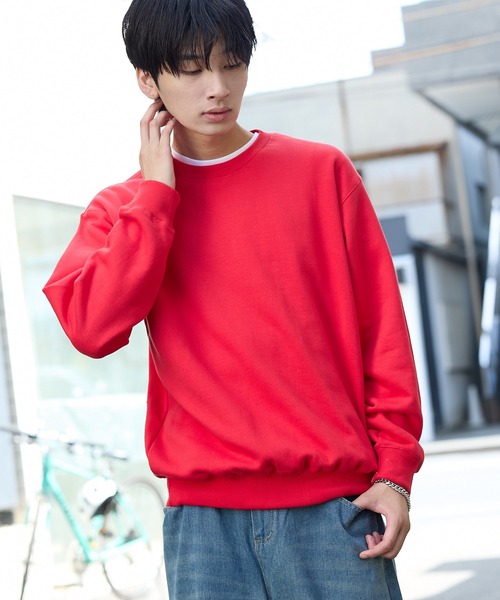 CROSS & STITCH（クロスステッチ）の「CROSS&STITCH/クロスアンドステッチ 10oz 裏毛 スウェット カジュアルトレーナー クルーネック 無地 ユニセックス（スウェット・メンズ・ネイビー/ホワイト/アッシュ/オリーブ/ライトブルー/ブラック/レッド・S/XL/L/M）」の18枚目の写真