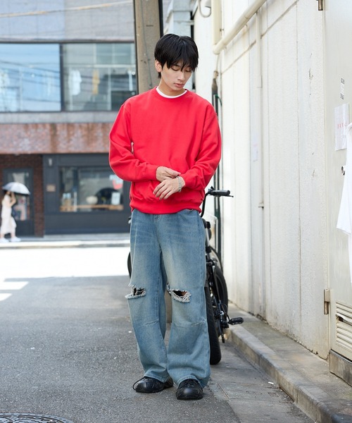 CROSS & STITCH（クロスステッチ）の「CROSS&STITCH/クロスアンドステッチ 10oz 裏毛 スウェット カジュアルトレーナー クルーネック 無地 ユニセックス（スウェット・メンズ・ネイビー/ホワイト/アッシュ/オリーブ/ライトブルー/ブラック/レッド・S/XL/L/M）」の19枚目の写真