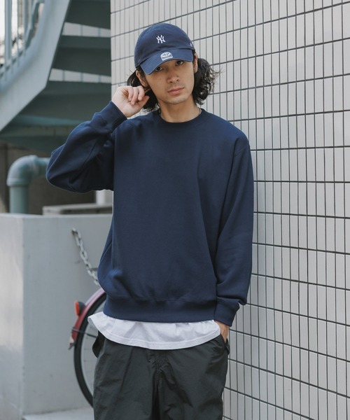 CROSS & STITCH（クロスステッチ）の「CROSS&STITCH/クロスアンドステッチ 10oz 裏毛 スウェット カジュアルトレーナー クルーネック 無地 ユニセックス（スウェット・メンズ・ネイビー/ホワイト/アッシュ/オリーブ/ライトブルー/ブラック/レッド・S/XL/L/M）」の8枚目の写真