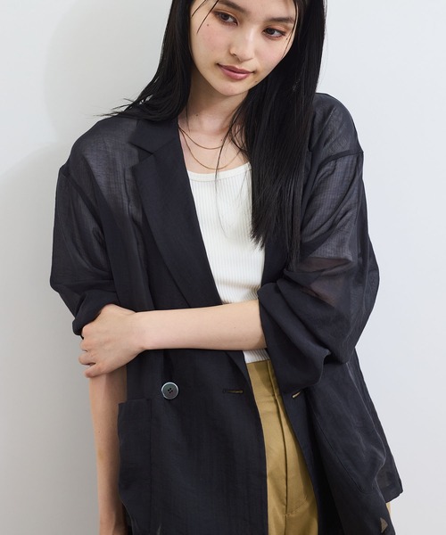 VIS(ビス)の「シアーリラックスジャケット(テーラードジャケット・レディース・ブラック/ベージュ・FREE)」の2枚目の写真