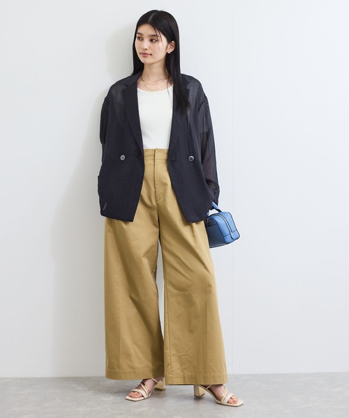 VIS(ビス)の「シアーリラックスジャケット(テーラードジャケット・レディース・ブラック/ベージュ・FREE)」の4枚目の写真