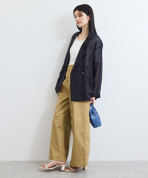VIS(ビス)の「シアーリラックスジャケット(テーラードジャケット・レディース・ブラック/ベージュ・FREE)」の5枚目の写真