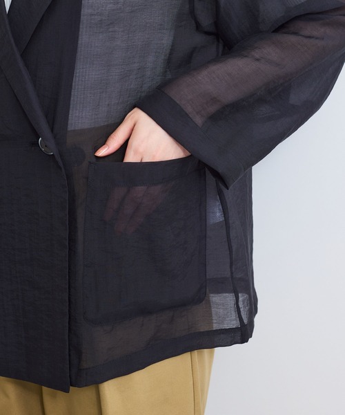 VIS(ビス)の「シアーリラックスジャケット(テーラードジャケット・レディース・ブラック/ベージュ・FREE)」の13枚目の写真