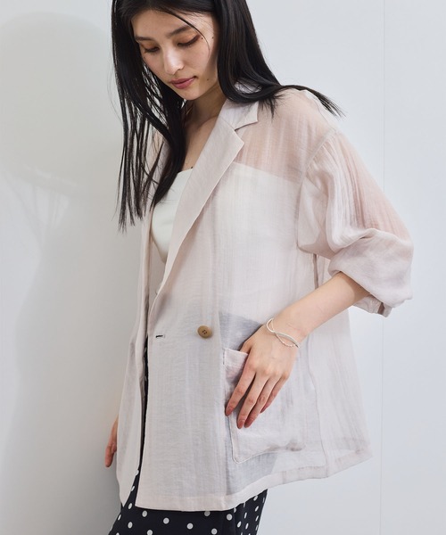 VIS(ビス)の「シアーリラックスジャケット(テーラードジャケット・レディース・ブラック/ベージュ・FREE)」の21枚目の写真