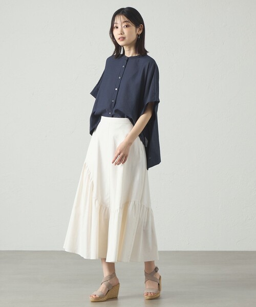 CAST:（キャストコロン）の「【1枚で着映える】スクエアパタ－ンブラウス（シャツ/ブラウス・レディース・ライトイエロー/オフホワイト/ネイビー・M）」の16枚目の写真