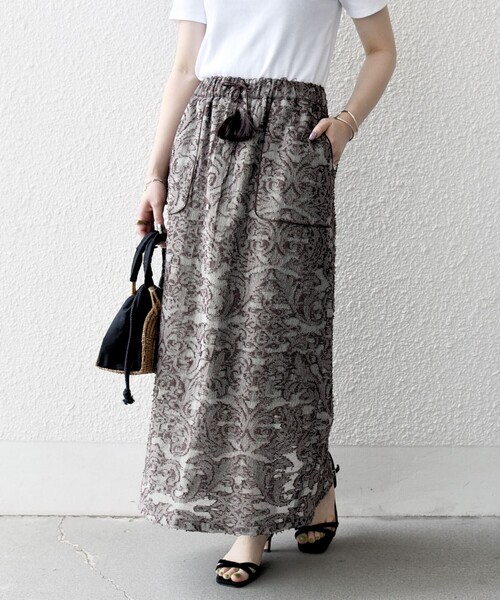 SHIPS any（シップス エニィ）の「SHIPS any:〈手洗い可能〉メッシュ ジャカード イージー Iライン スカート（スカート・レディース・ブルー/ブラウン・ONE SIZE）」の22枚目の写真