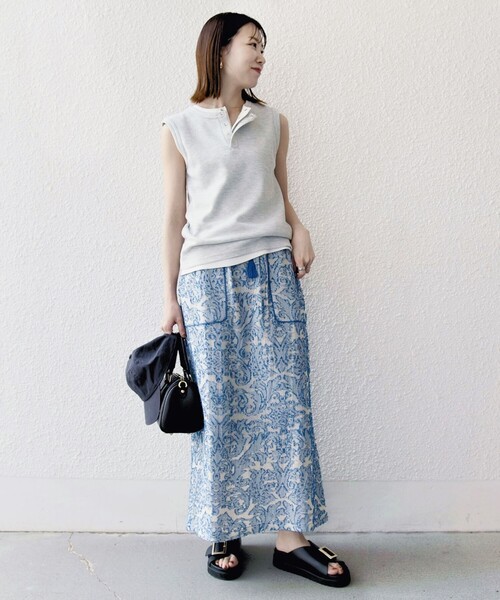 SHIPS any（シップス エニィ）の「SHIPS any:〈手洗い可能〉メッシュ ジャカード イージー Iライン スカート（スカート・レディース・ブルー/ブラウン・ONE SIZE）」の21枚目の写真