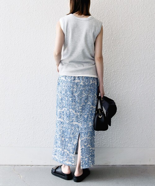 SHIPS any（シップス エニィ）の「SHIPS any:〈手洗い可能〉メッシュ ジャカード イージー Iライン スカート（スカート・レディース・ブルー/ブラウン・ONE SIZE）」の20枚目の写真