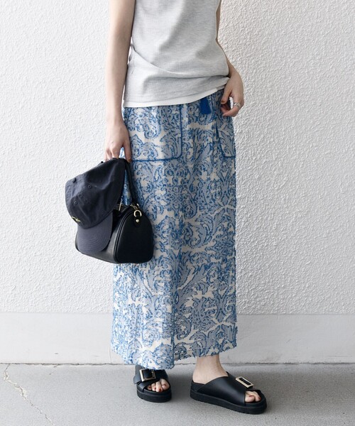 SHIPS any（シップス エニィ）の「SHIPS any:〈手洗い可能〉メッシュ ジャカード イージー Iライン スカート（スカート・レディース・ブルー/ブラウン・ONE SIZE）」の18枚目の写真