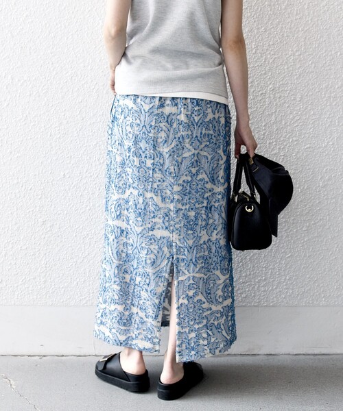 SHIPS any（シップス エニィ）の「SHIPS any:〈手洗い可能〉メッシュ ジャカード イージー Iライン スカート（スカート・レディース・ブルー/ブラウン・ONE SIZE）」の17枚目の写真