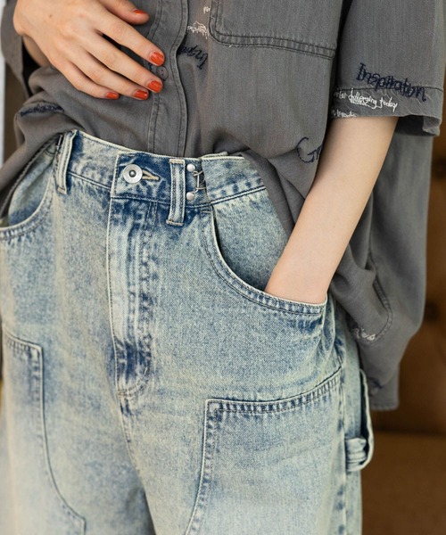 niko and...（ニコアンド）の「【NKJ 2025AW】DOUBLE KNEE HARF PANTS（デニムパンツ・レディース・ライトブルー/ライトグレー・MEDIUM/LARGE）」の7枚目の写真