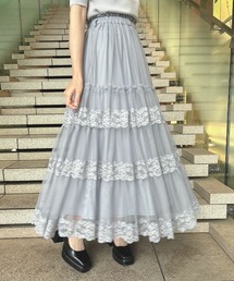 an another angelus | 【5色展開】レース切替チュールティアードスカート 夏服(スカート)